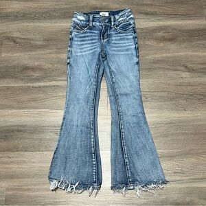 BKE Youth Girls 7 Blue Jeans Flare Distressed Denim Medium Wash Cotton Casual
